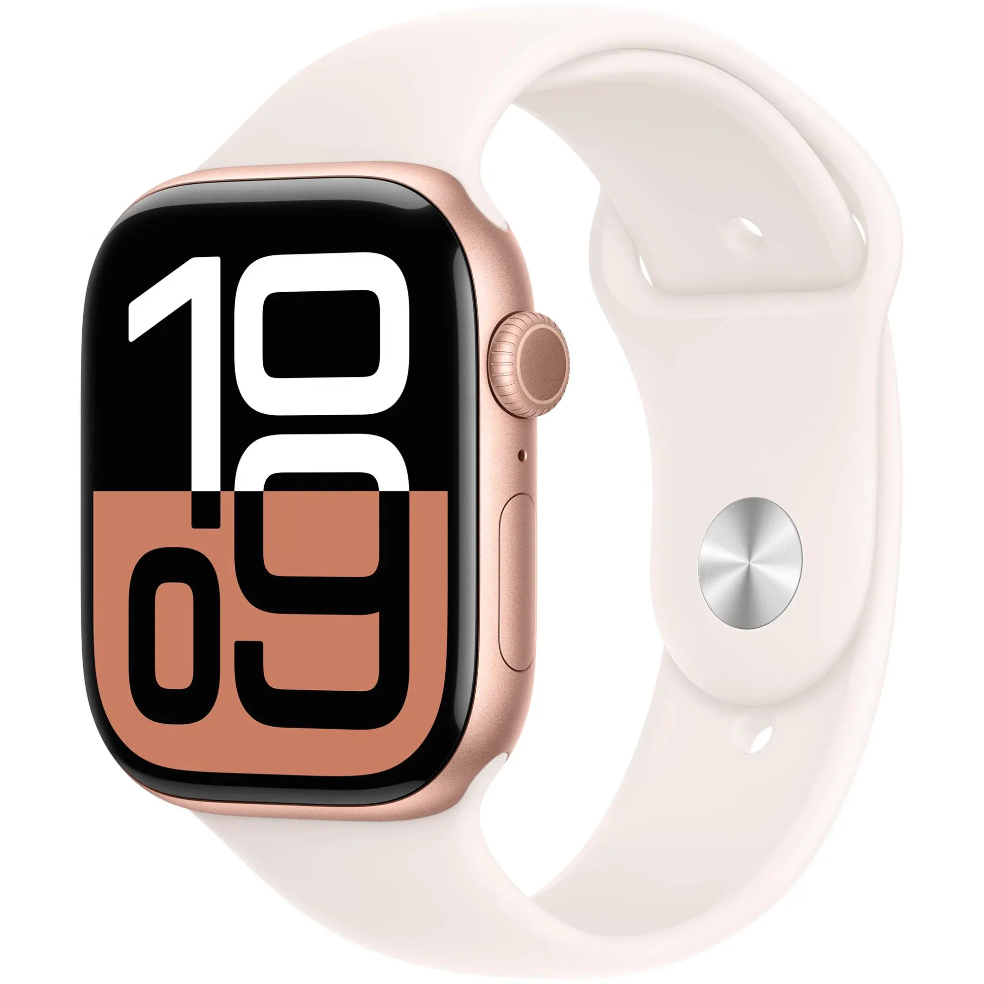 Apple Watch Series 10 46 Mm Rose Gold Aluminum Case With Starlight Sport Band