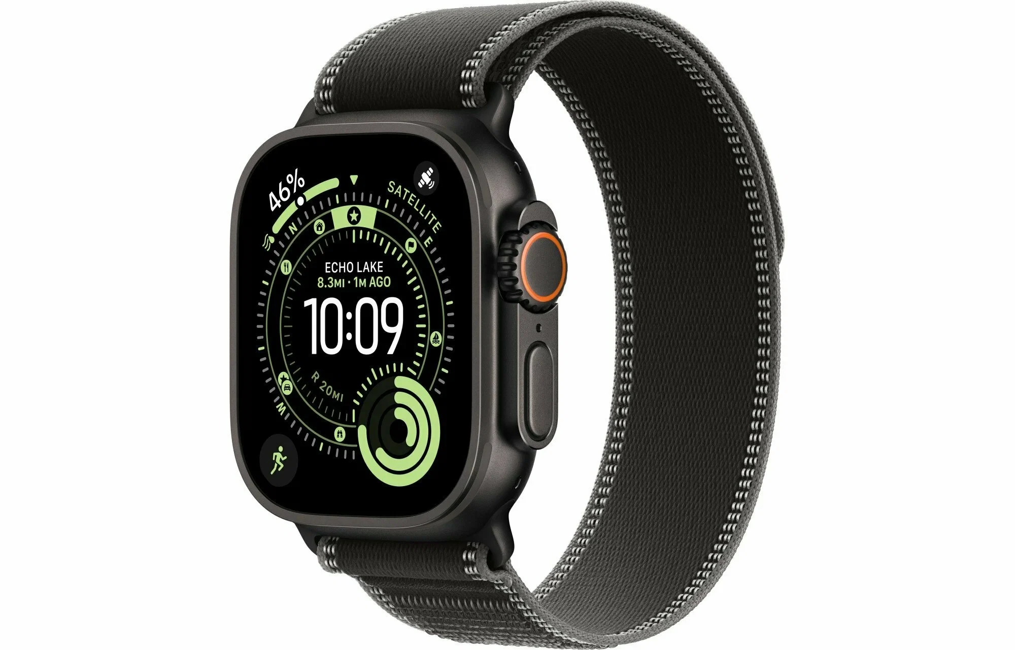 Apple Watch Ultra 3, 49 мм, Black Titanium Case with Black/Charcoal Trail Loop, S/M