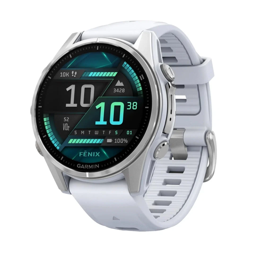 Garmin Fenix 8 43 mm AMOLED Silver with Whitestone Silicone band
