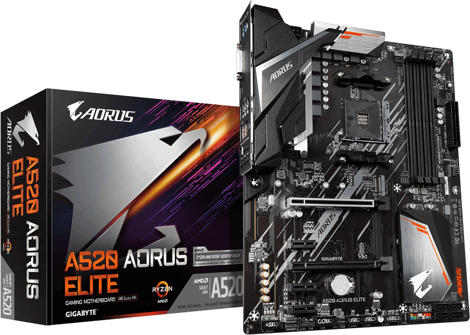 Материнская плата AM4 Gigabyte A520 Aorus Elite