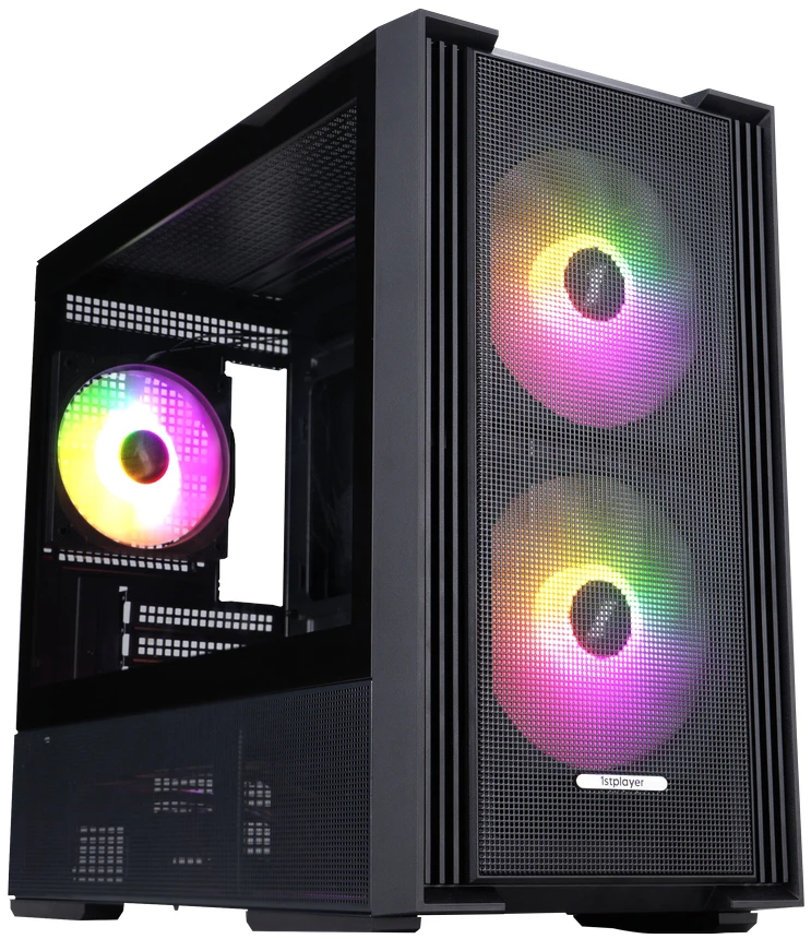 Корпус 1stPlayer AU6 ARGB Black AU6-BK-2FA7-14-2FA7R-1FA7