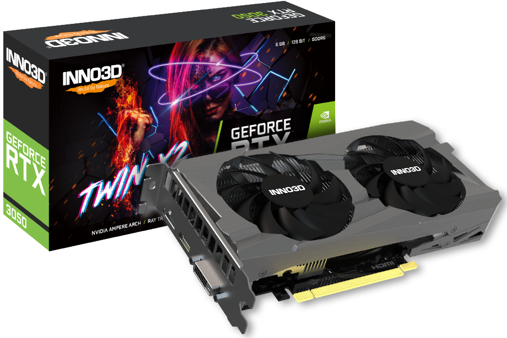Видеокарта GeForce RTX 3050 6Gb Inno3D Twin X2 N30502-06D6-1711VA60