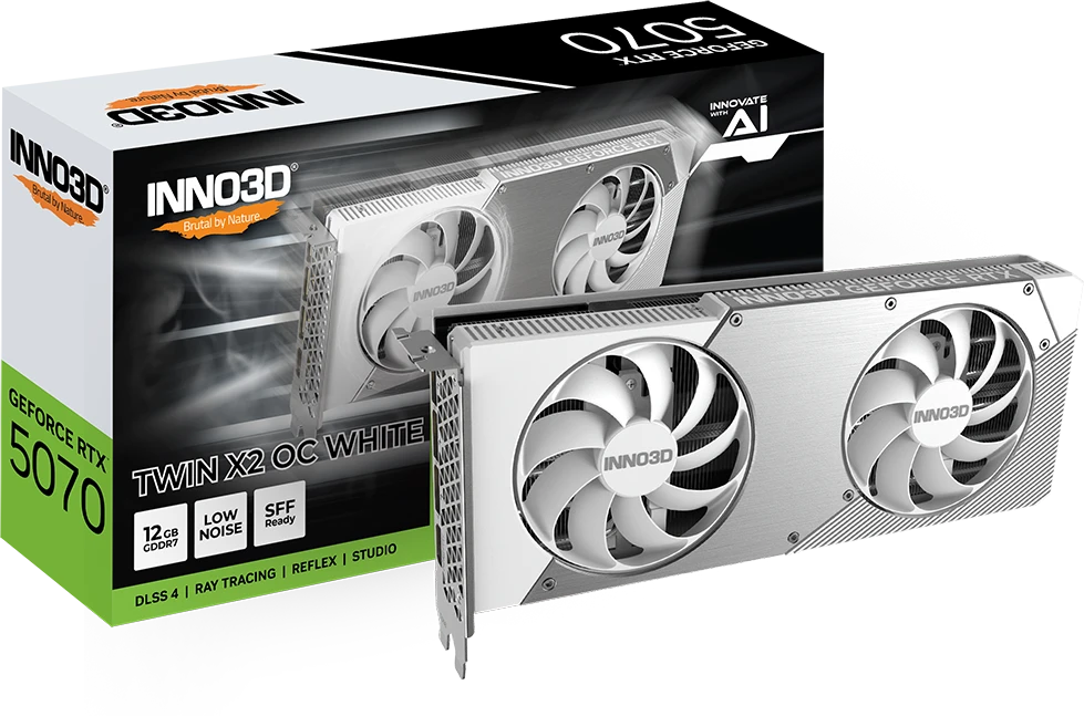 Видеокарта GeForce RTX 5070 12Gb INNO3D Twin X2 OC White N50702-12D7X-195064W