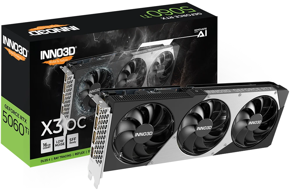 Видеокарта GeForce RTX 5060Ti 16Gb Inno3D X3 OC N506T3-16D7X-191073L