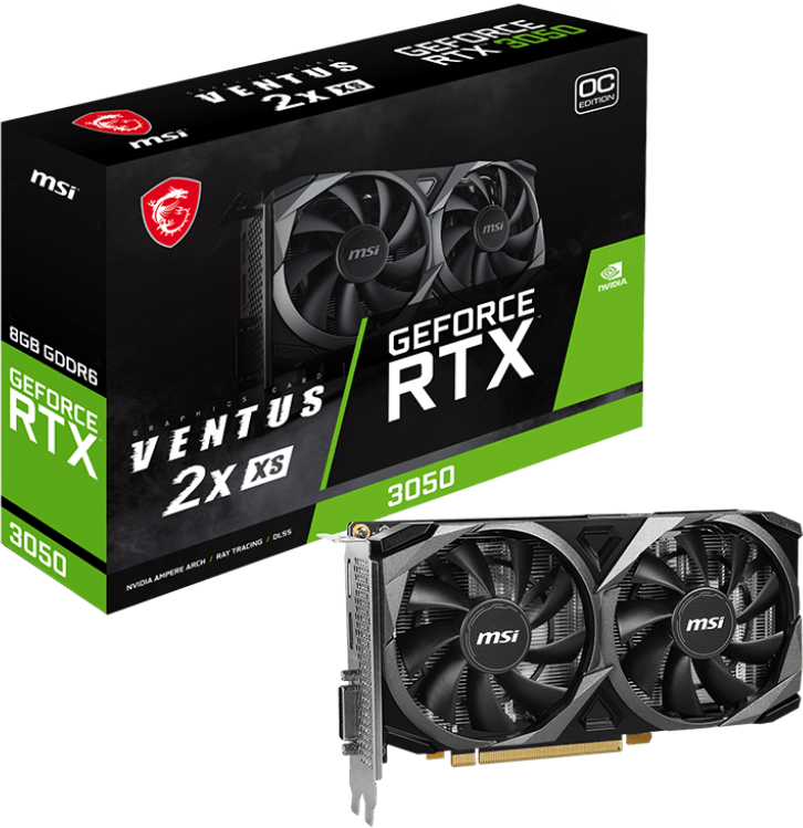 Видеокарта GeForce RTX 3050 8Gb MSI Ventus 2X XS 8G OC