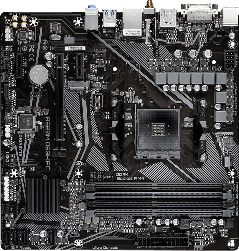 Материнская плата AM4 Gigabyte A520M DS3H AC