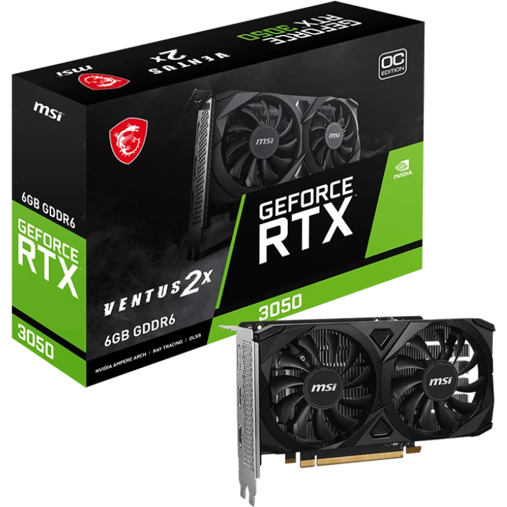 Видеокарта GeForce RTX 3050 6Gb MSI Ventus 2X E 6G OC