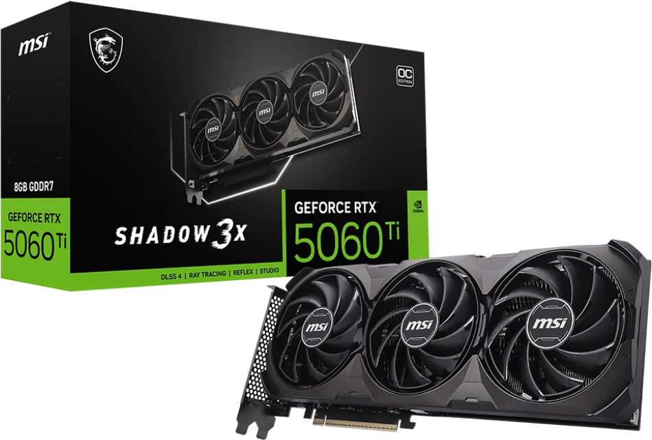 Видеокарта GeForce RTX 5060Ti 8Gb MSI Shadow 3X OC Classic